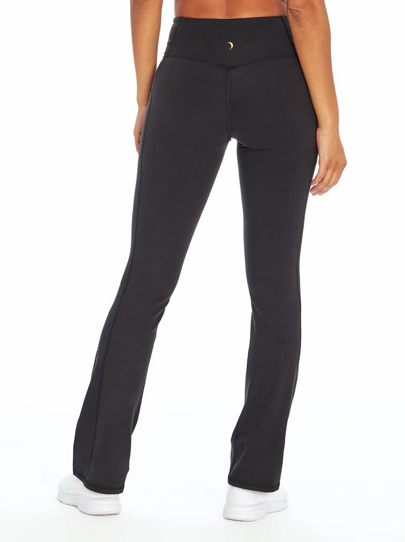 Women's Jessica Simpson Tummy Control Flared Yoga Bottoms Black | HWXCS-7298