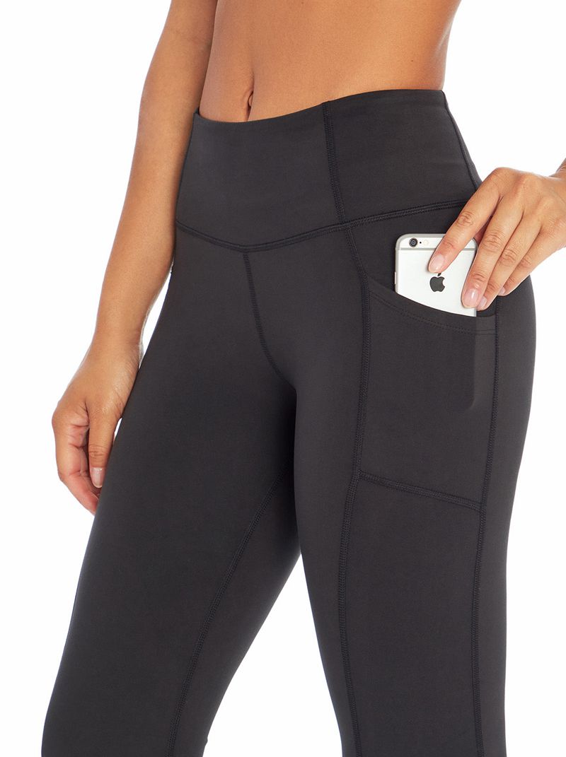 Women's Jessica Simpson Tummy Control Flared Yoga Bottoms Black | HWXCS-7298