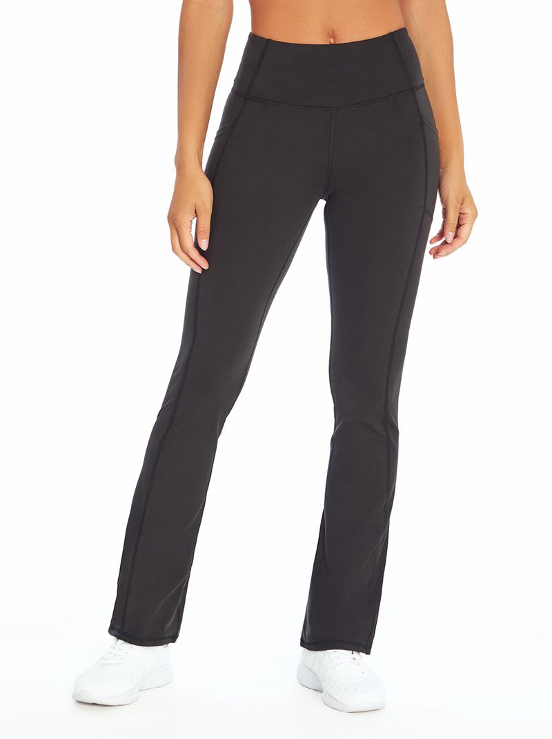 Women\'s Jessica Simpson Tummy Control Flared Yoga Bottoms Black | HWXCS-7298