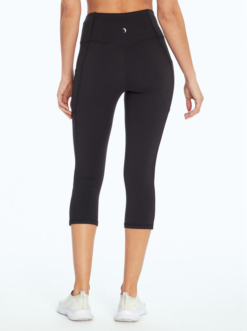 Women's Jessica Simpson Tummy Control Solid Capris Black | RGFMW-6712