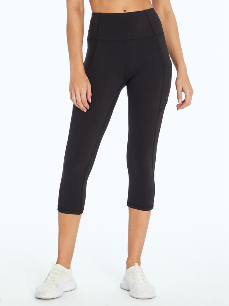 Women\'s Jessica Simpson Tummy Control Solid Capris Black | RGFMW-6712