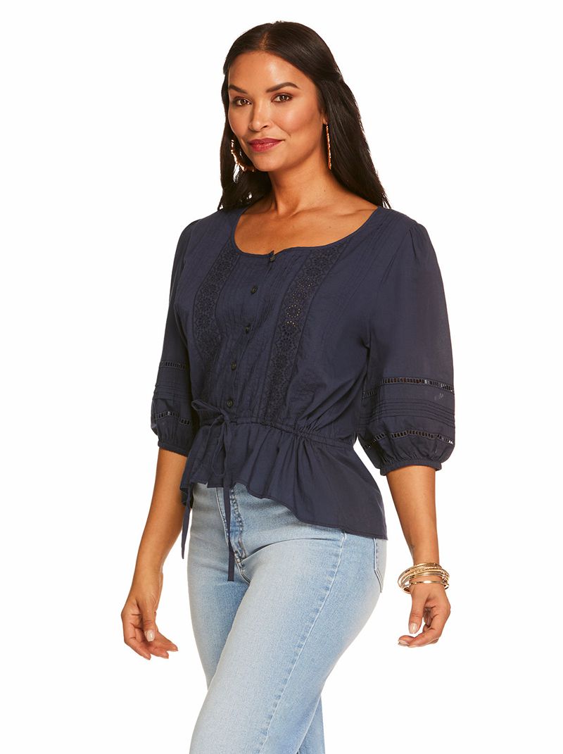 Women's Jessica Simpson Twyla Tops Black Dark | ZVTMB-5017