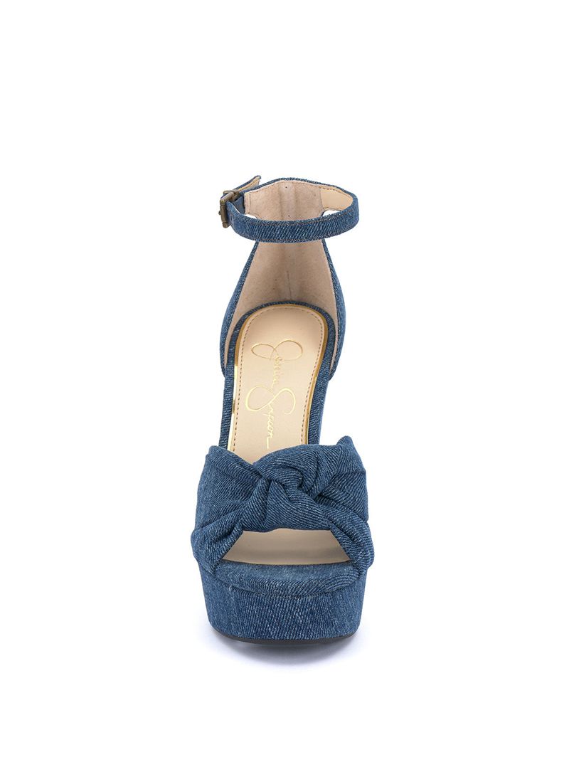 Women's Jessica Simpson Tyssie Platform Shoes Dark Wash Blue | DVPZR-8912