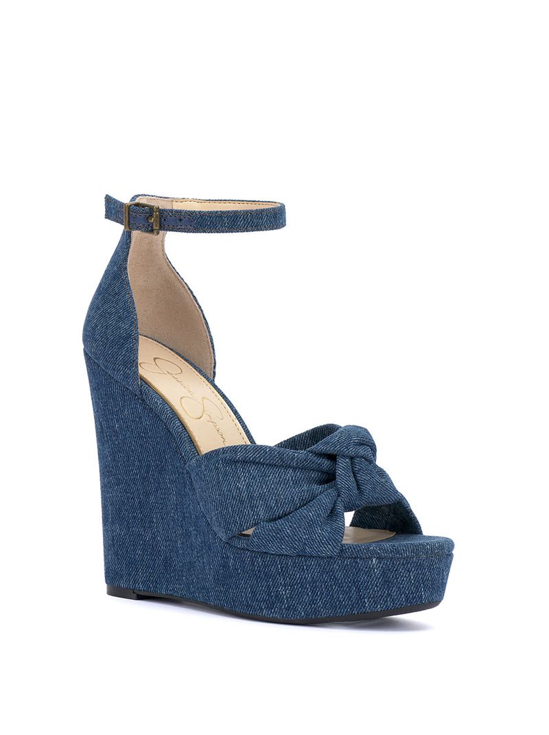 Women's Jessica Simpson Tyssie Platform Shoes Dark Wash Blue | DVPZR-8912