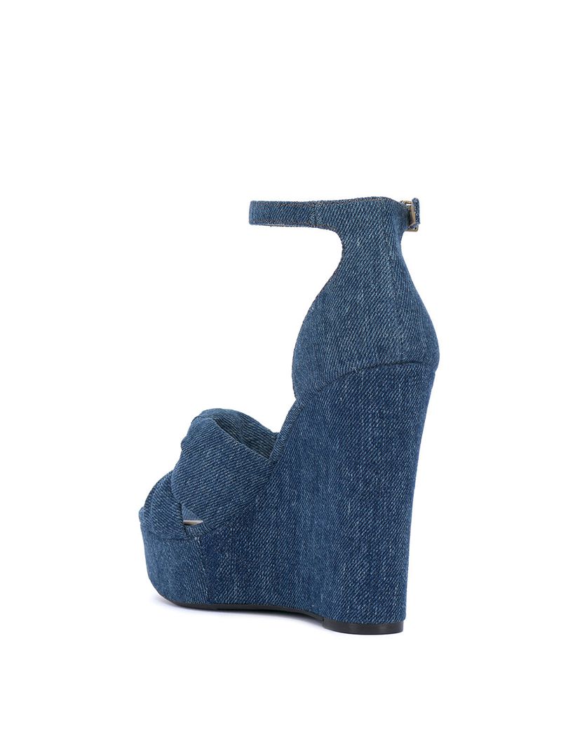 Women's Jessica Simpson Tyssie Wedges Dark Wash Blue | QODEF-2547