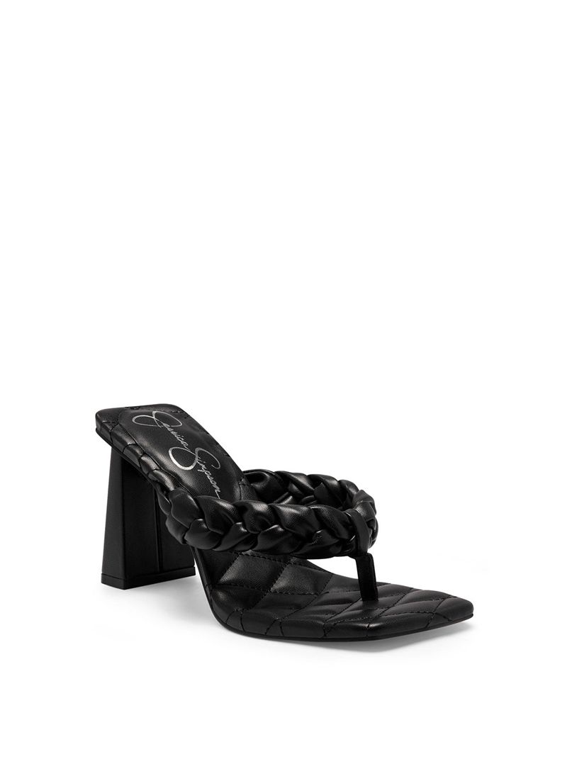 Women's Jessica Simpson Zaliye Thong Slides Black | OCETR-5021